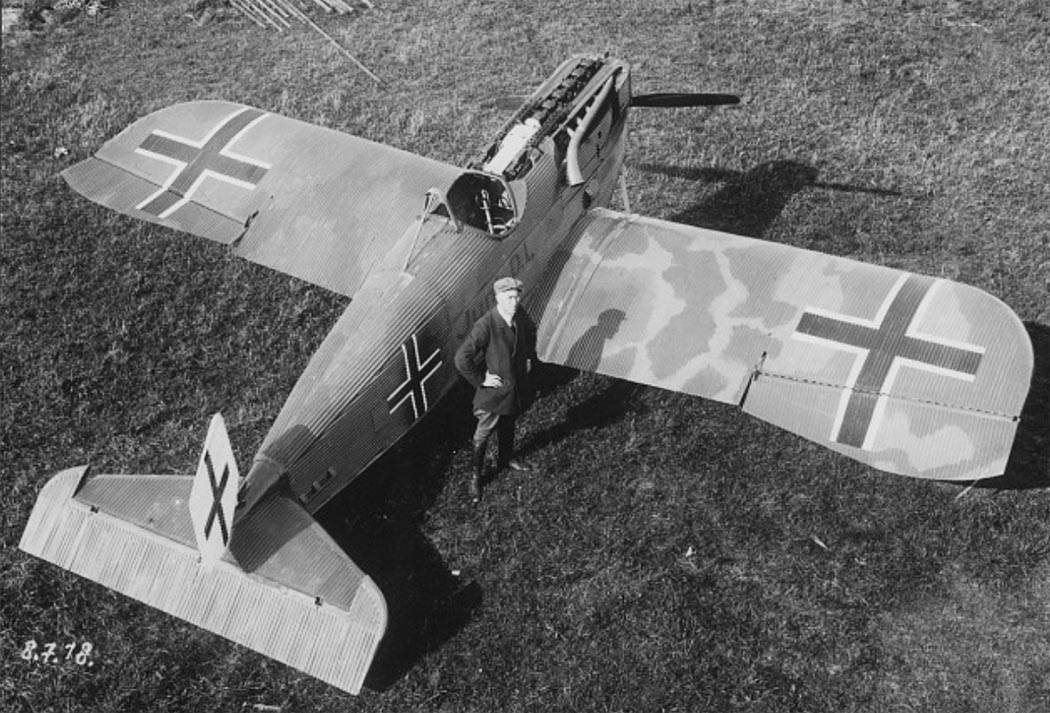 Junkers D.I monoplane fighter photographed from above with German markings