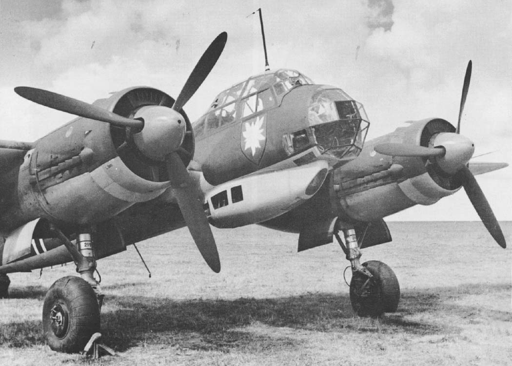 Junkers Ju 88A-4 bomber photographed from the front quarter