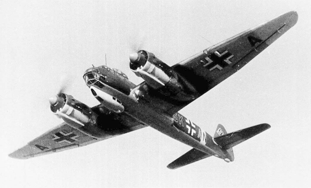 Junkers Ju 88A-4 twin-engine aircraft banking in flight