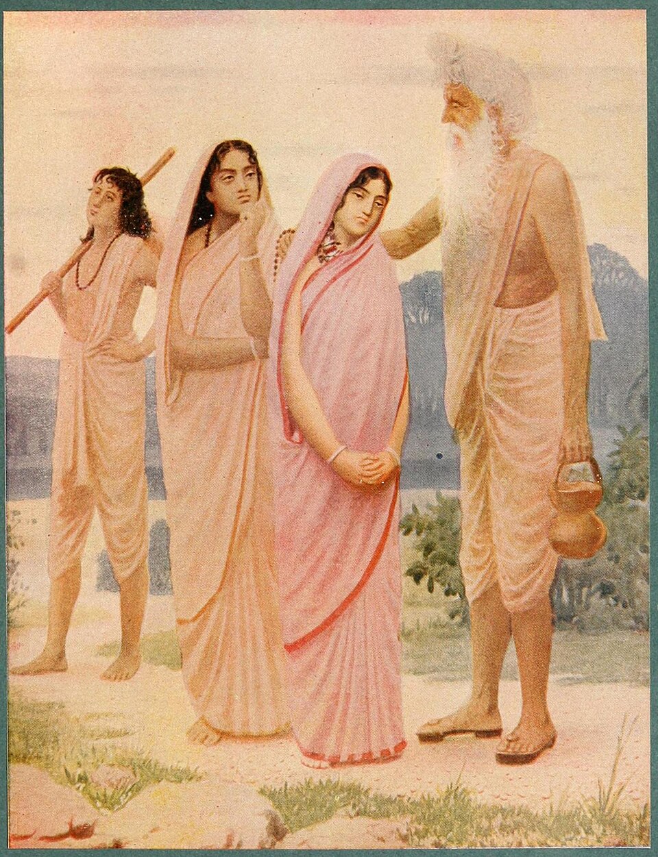 Śakuntalā seeking Kaṇva's blessing