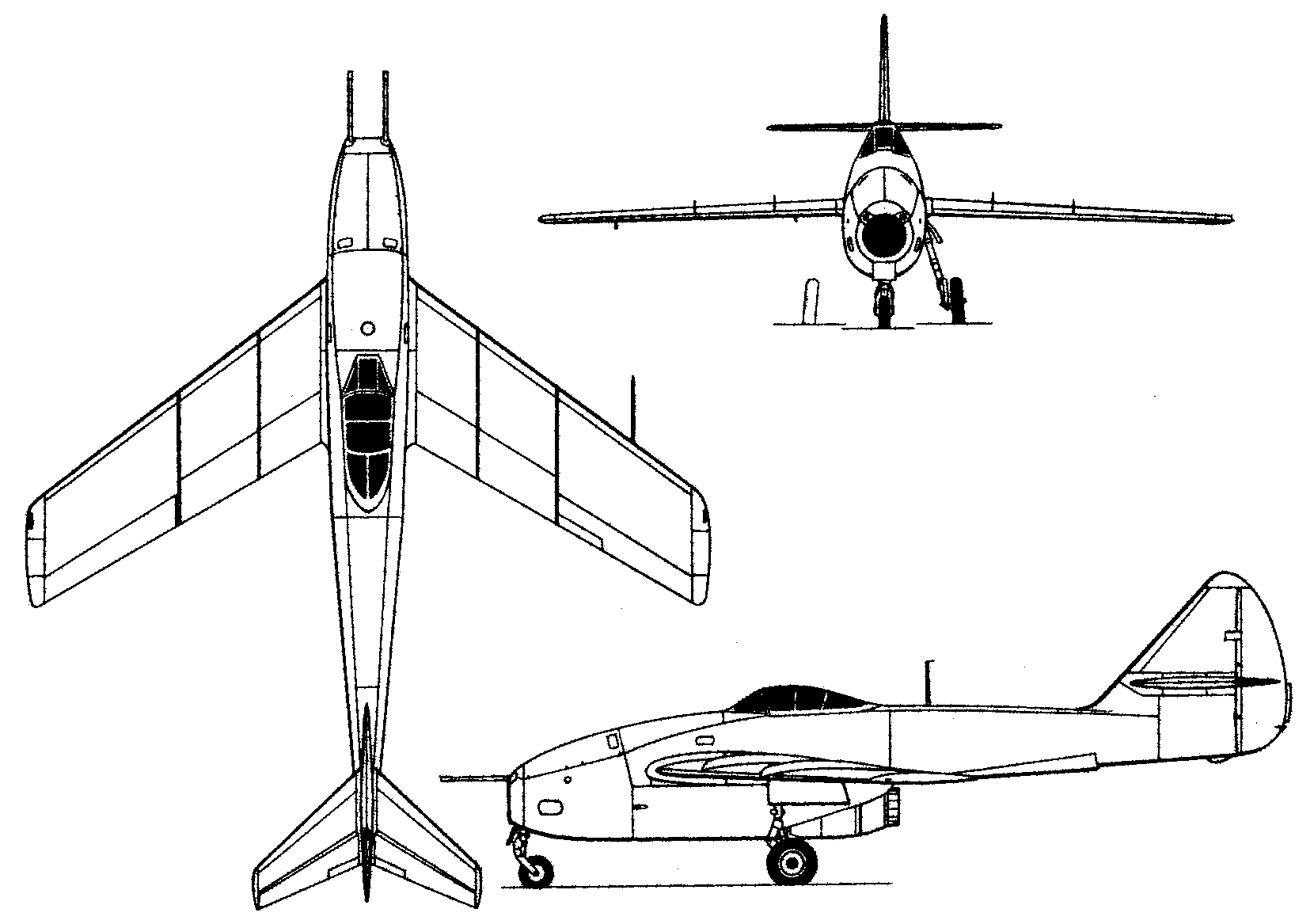 Lavochkin La-160 jet fighter reference drawing