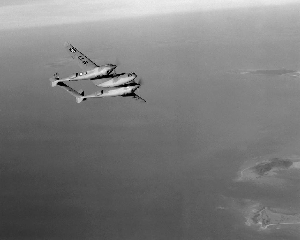 NASA image of a Lockheed P-38 Lightning, included as a clear reference image for the twin-boom aircraft form.