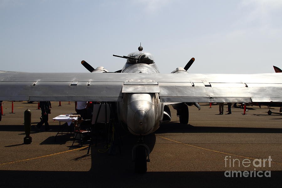 Rear view of PV-2 Harpoon showing twin tails and broad wing.