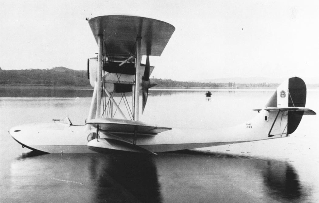 Macchi M.41 flying boat rear view on water
