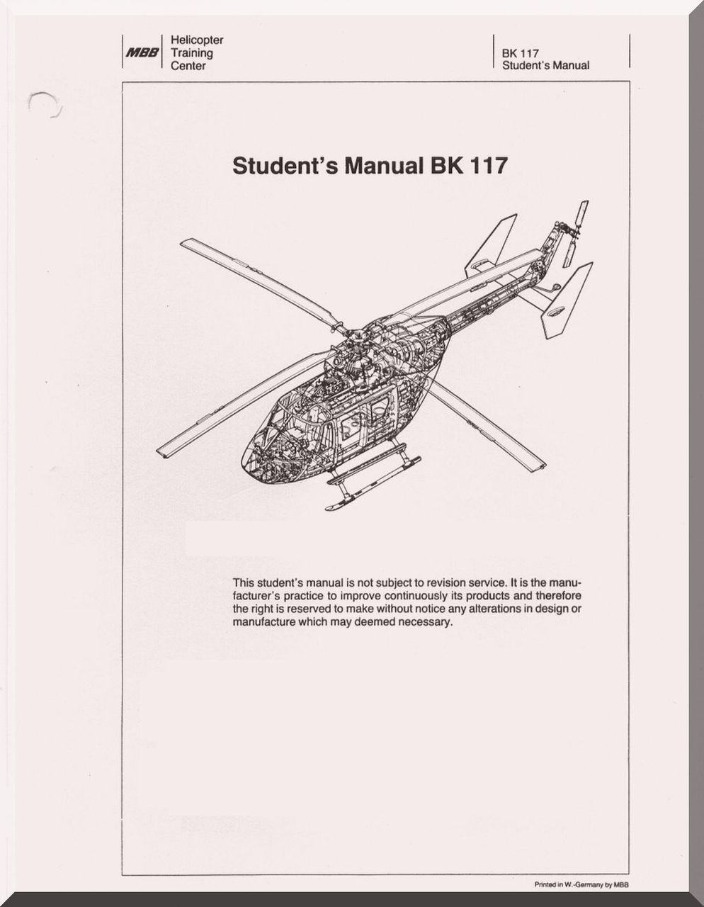 MBB/Kawasaki BK 117 - MBB /Kawasaki BK 117 Helicopter Student Manual , ( English a Language