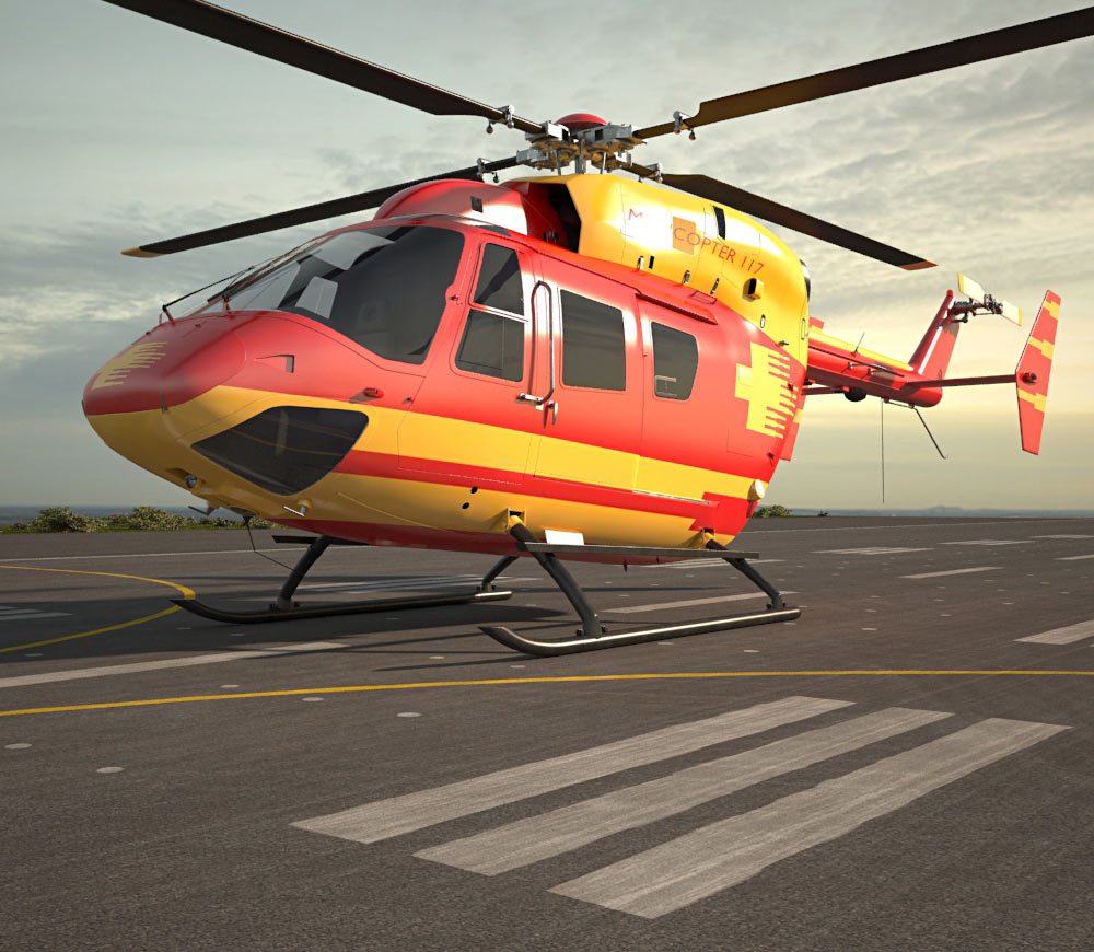 MBB/Kawasaki BK 117 - MBB/Kawasaki BK 117 3D model - Download Helicopter on 3DModels.org