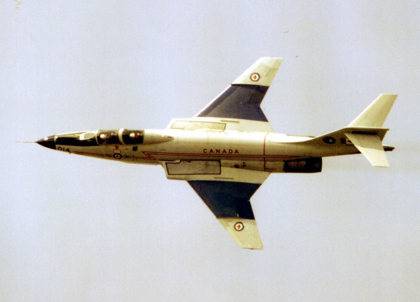 Canadian CF-101 Voodoo viewed from below in flight.