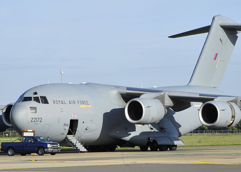 Royal Air Force C-17 Globemaster III ZZ172 parked on a ramp.