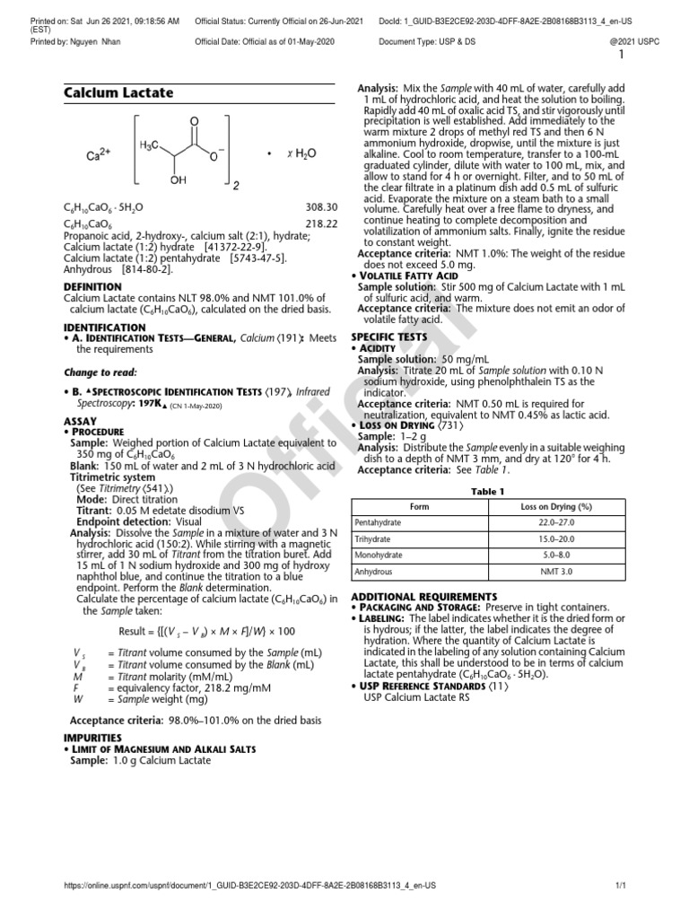 Calcium Lactate