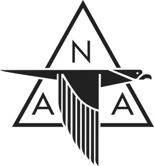 North American Aviation company mark with triangular frame and wing motif, included as a second historical identity mark for the manufacturer.