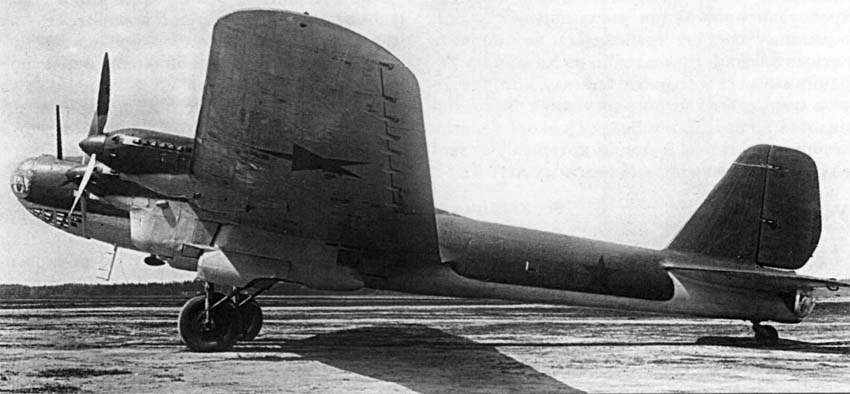 Petlyakov Pe-8 bomber rear quarter view on the ground