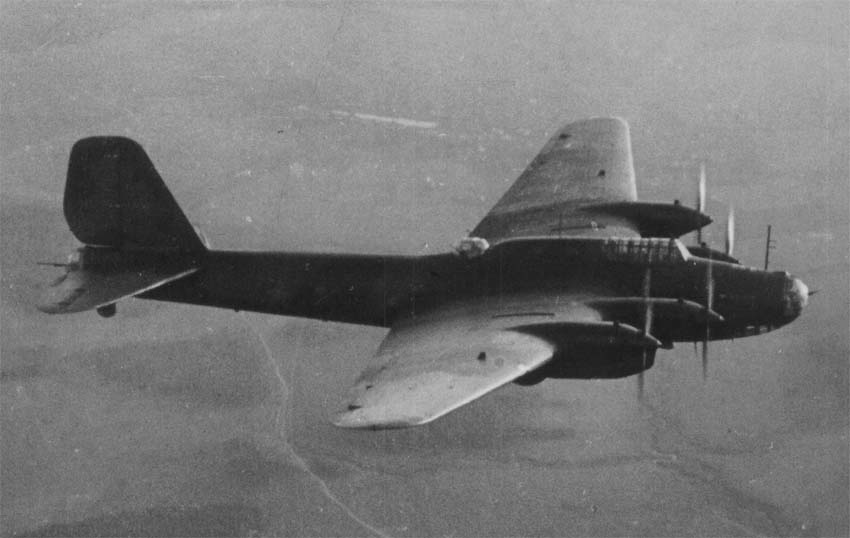 Petlyakov Pe-8 heavy bomber in flight