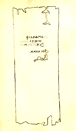 Philodemus subscription in a Herculaneum papyrus