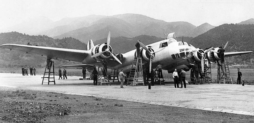Piaggio P.108 heavy bomber on an airfield