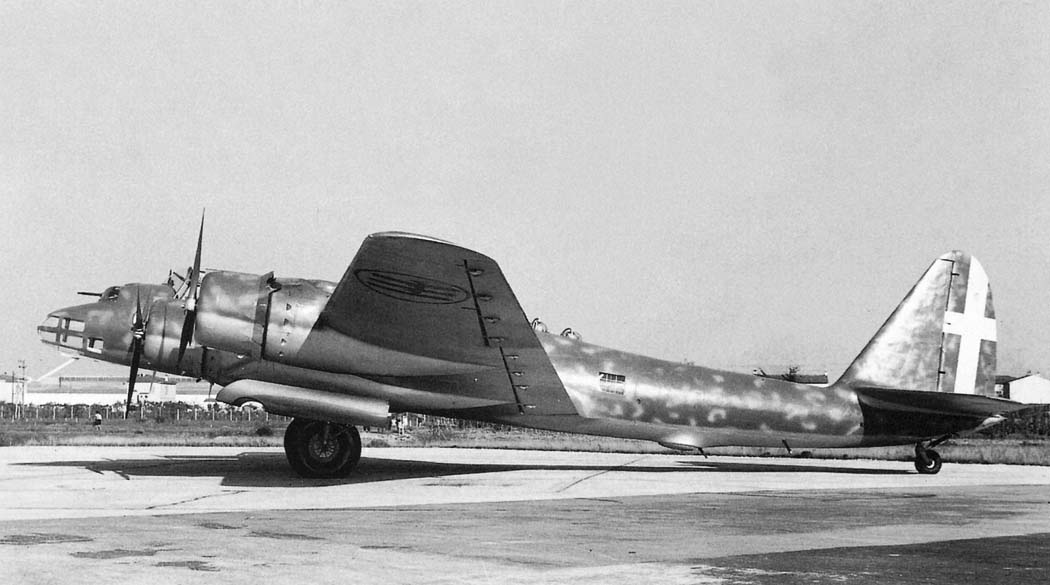 Piaggio P.108 bomber parked profile view