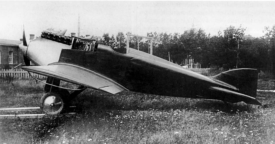 Polikarpov I-1 monoplane fighter on grass field
