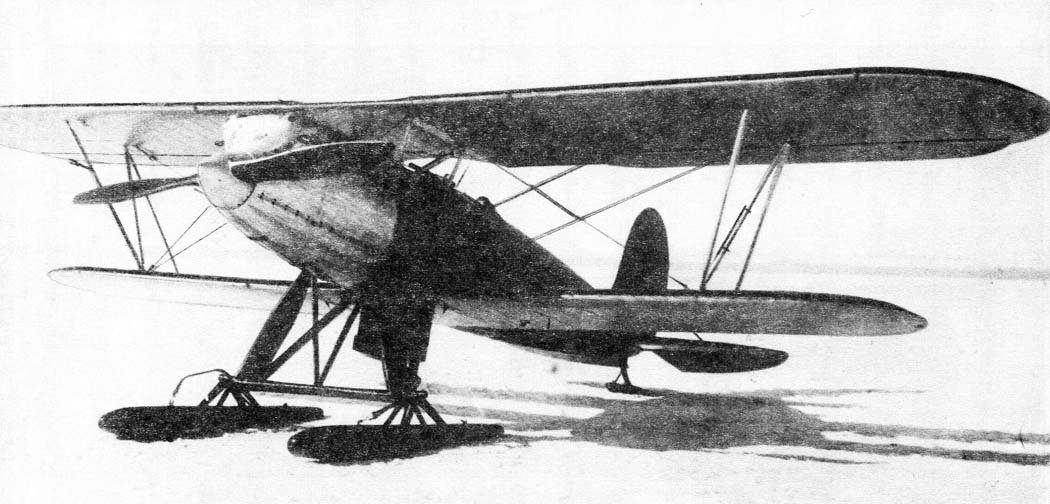 Polikarpov I-3 biplane fighter parked side view