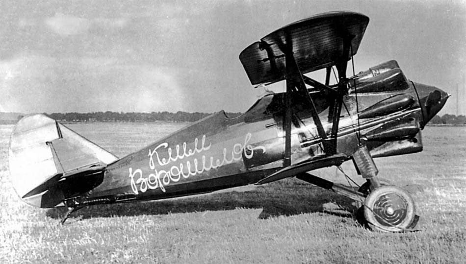 Polikarpov I-5 marked biplane fighter side view