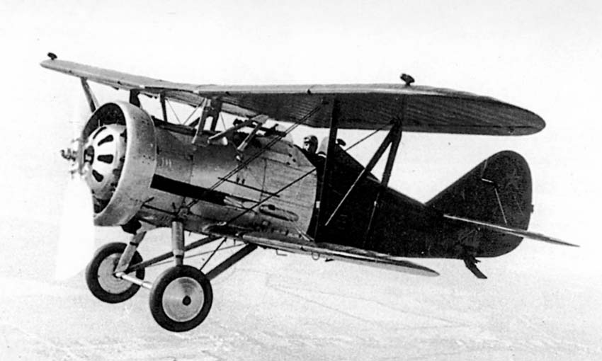 Polikarpov I-5 biplane fighter on landing gear