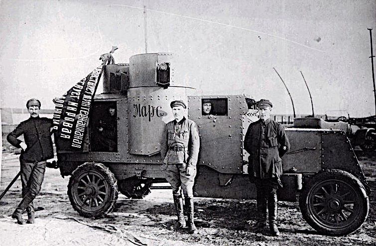 Armored car Mars with its detachment near Petrograd 1919.