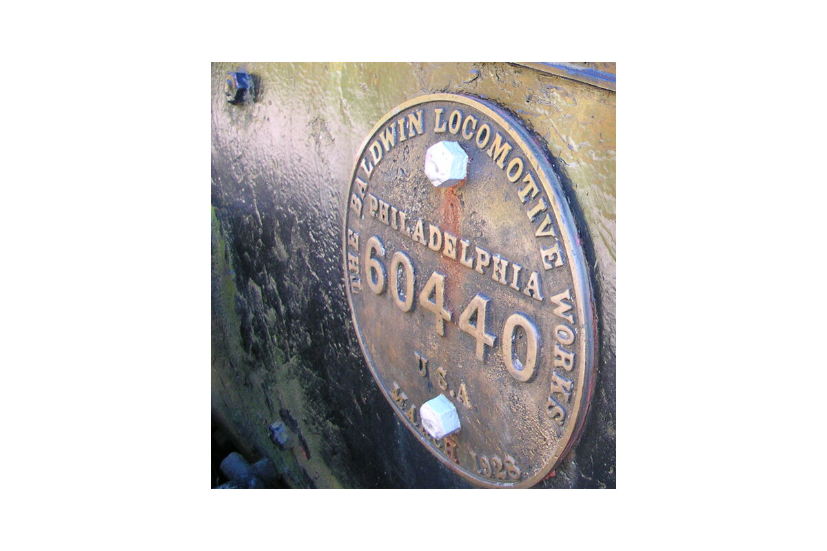 Baldwin Locomotive Works builder plate.
