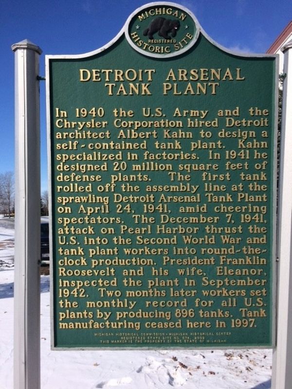 Detroit Arsenal Tank Plant Historical Marker.