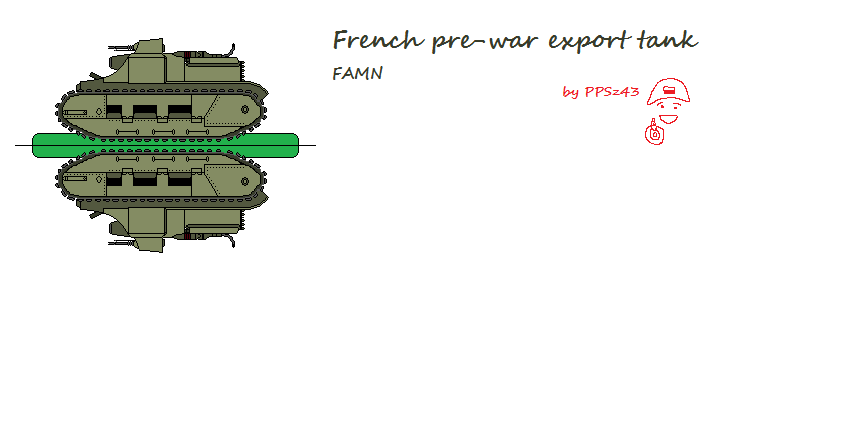 French FAMN Tank | Paper Miniature for the POLIS manufacturer profile.