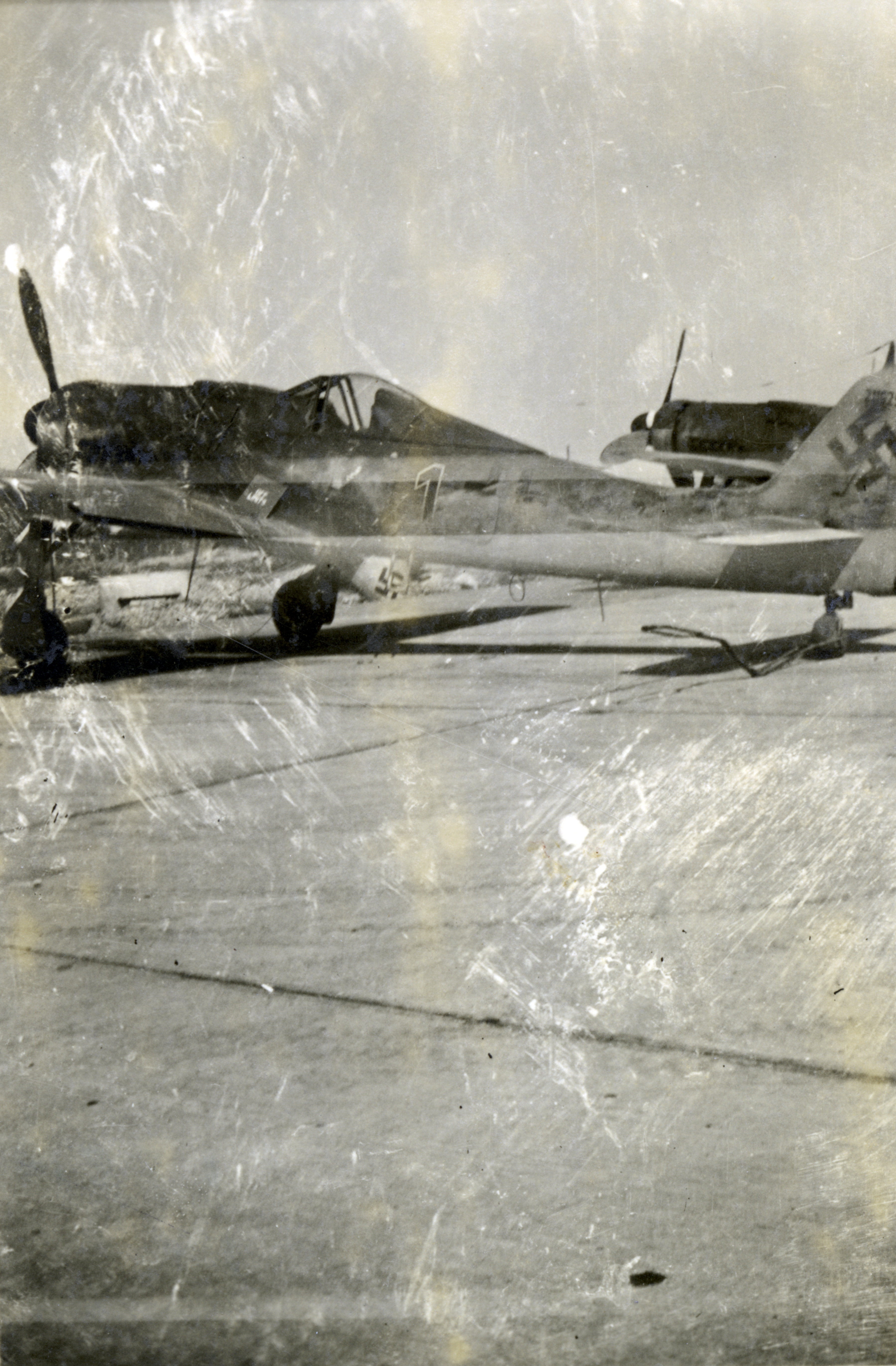 Focke-Wulf Fw 190 German fighter aircraft on the runway, Weimar.