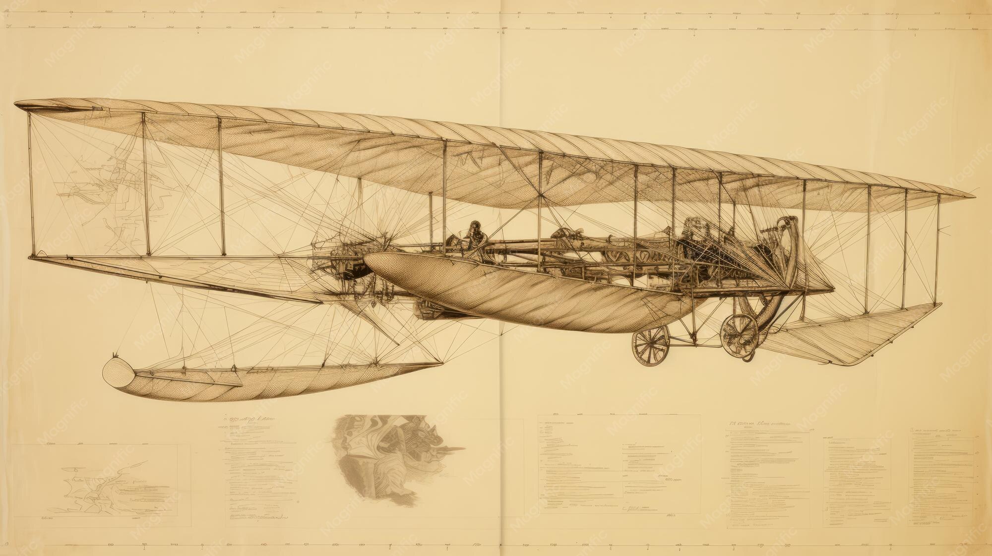 Premium AI Image | A Vintage technical draw of a airplane Transport in.