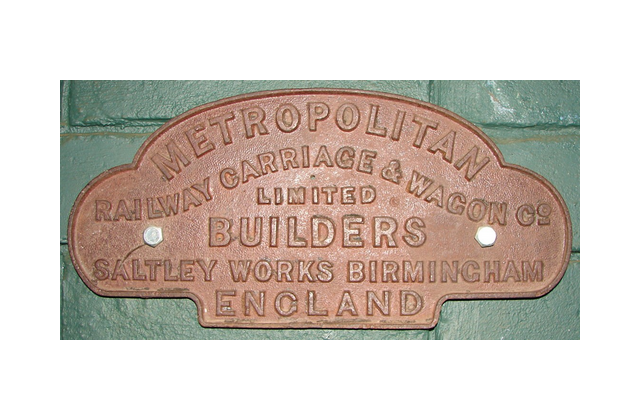 Metropolitan Railway Carriage & Wagon Co. works plate.