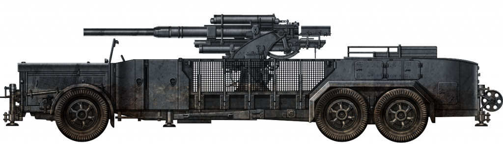 Selbstfahrlafette auf Fahrgestell VOMAG 7 OR 660 mit 8.8 cm FlaK - Tank.
