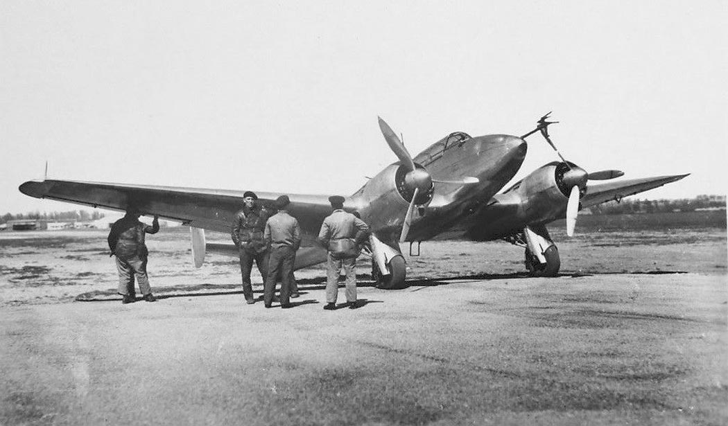 Potez 631 twin-engine fighter with ground crew