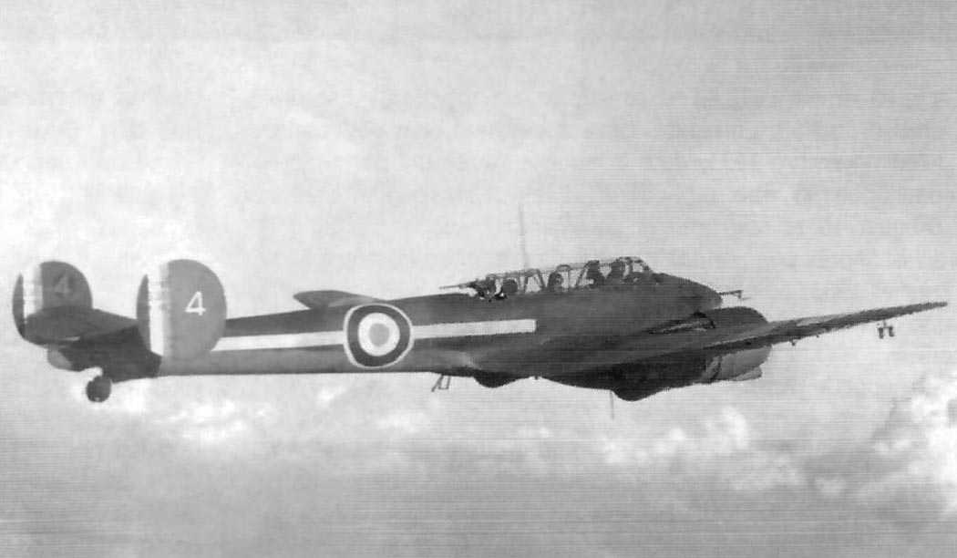 Potez 631 twin-engine fighter in cloud flight