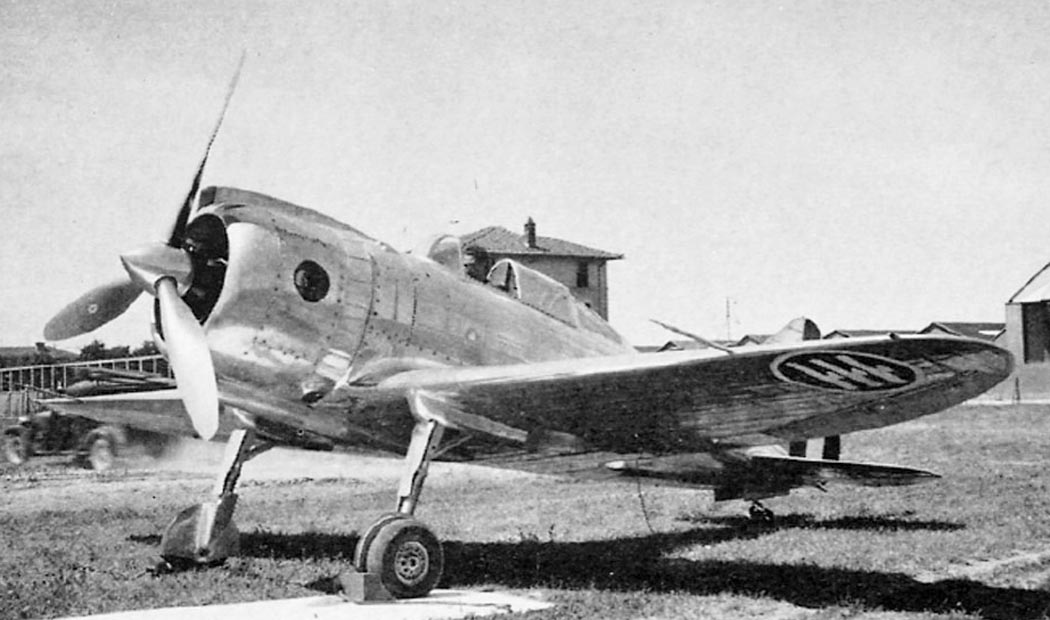 Reggiane Re.2000 Falco parked three-quarter view