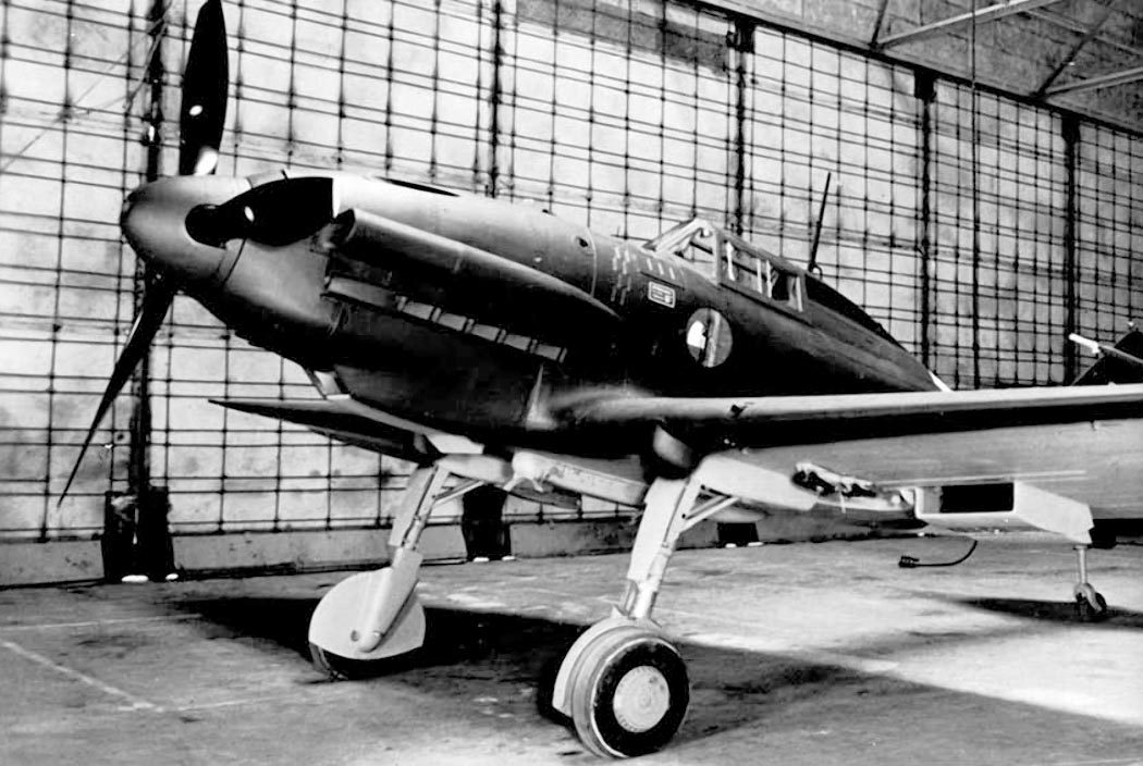 Reggiane Re.2001 Falco II displayed in a hangar