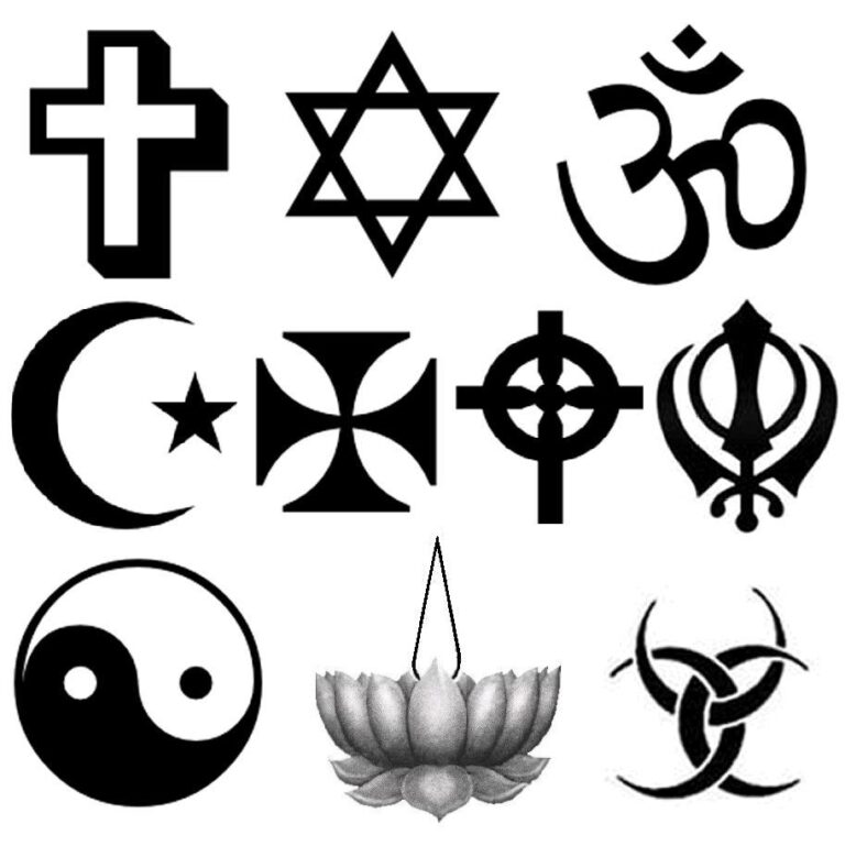 Symbols of multiple world religions