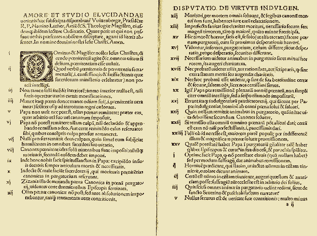 Facsimile of Luther's Ninety-Five Theses