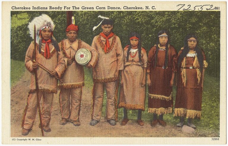 Cherokee participants prepared for the Green Corn Dance