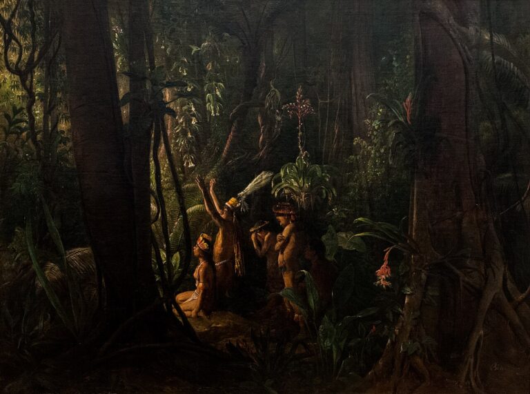Painting of Amazonian Indians worshiping the sun god