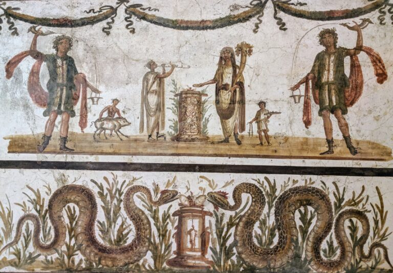 Fresco of Lares and serpents
