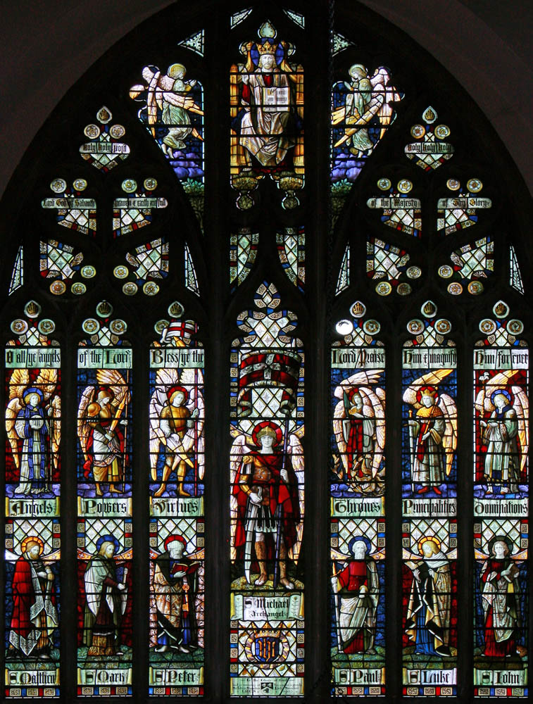 Angelic hierarchy stained glass at Southfields
