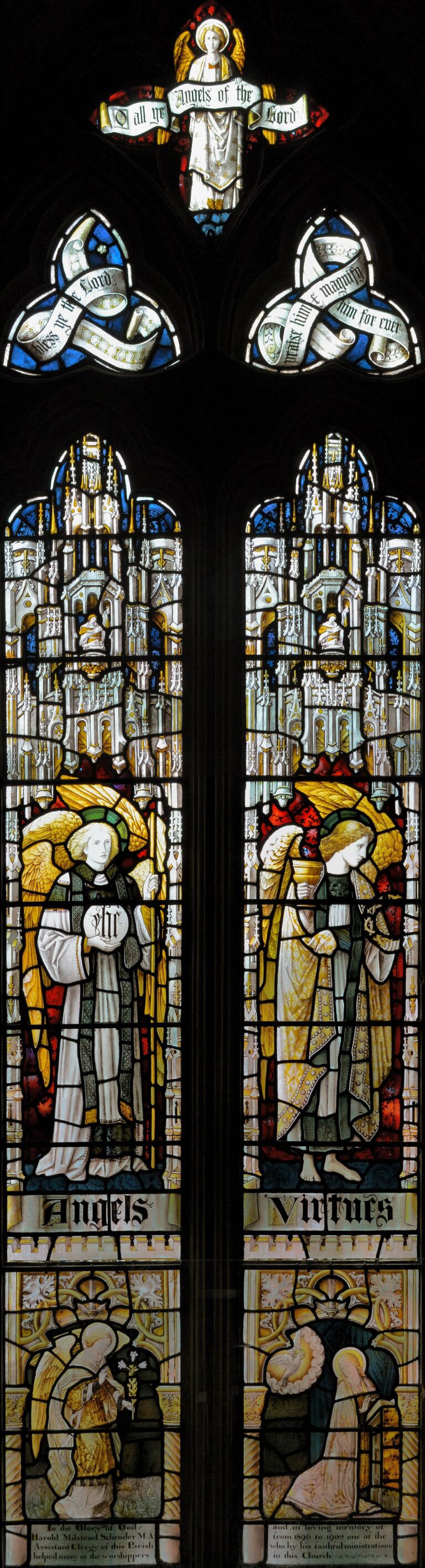Angels and Virtues window at Christ Church, Kensington