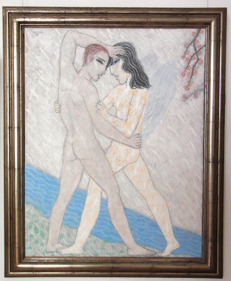 Modern Jewish art depicting Jacob's struggle with the angel