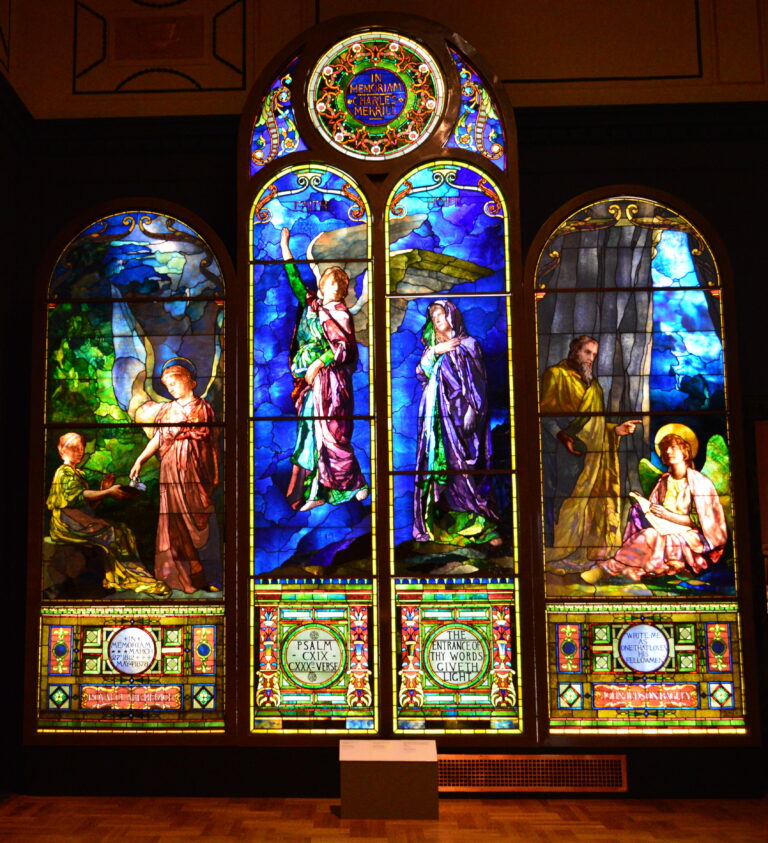 Stained-glass windows at the First Unitarian Church of Detroit