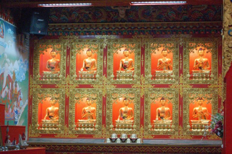 Interior of a Tibetan Buddhist temple in Sarnath