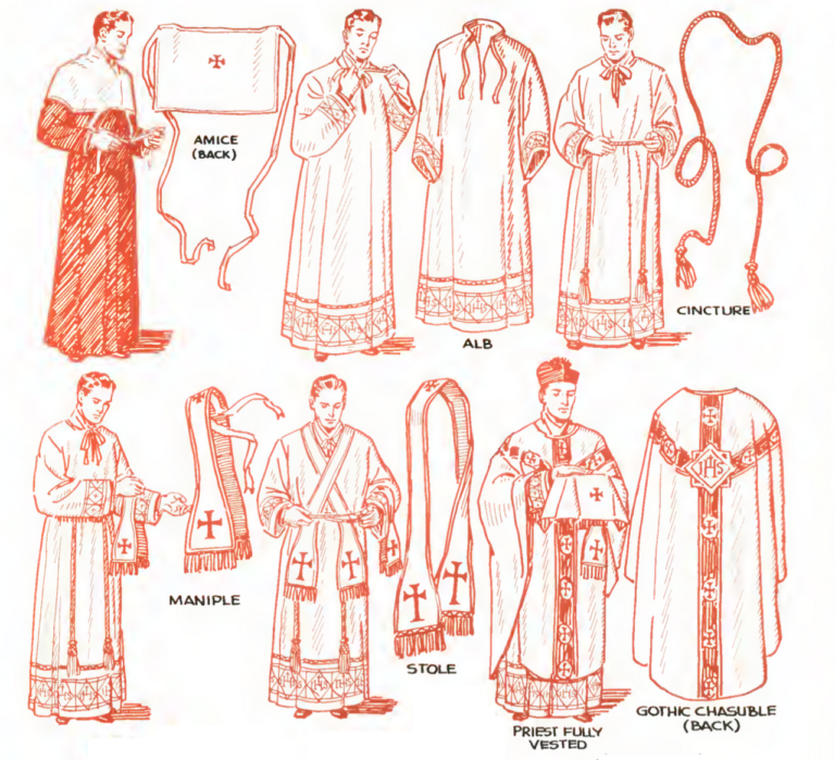 Catholic priest vesting