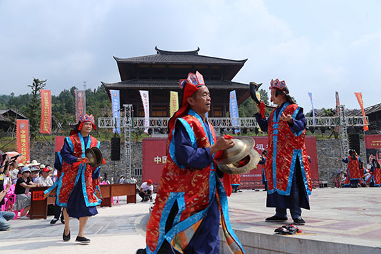 Nuo priests performing ritual at Chiyou Nuo Temple