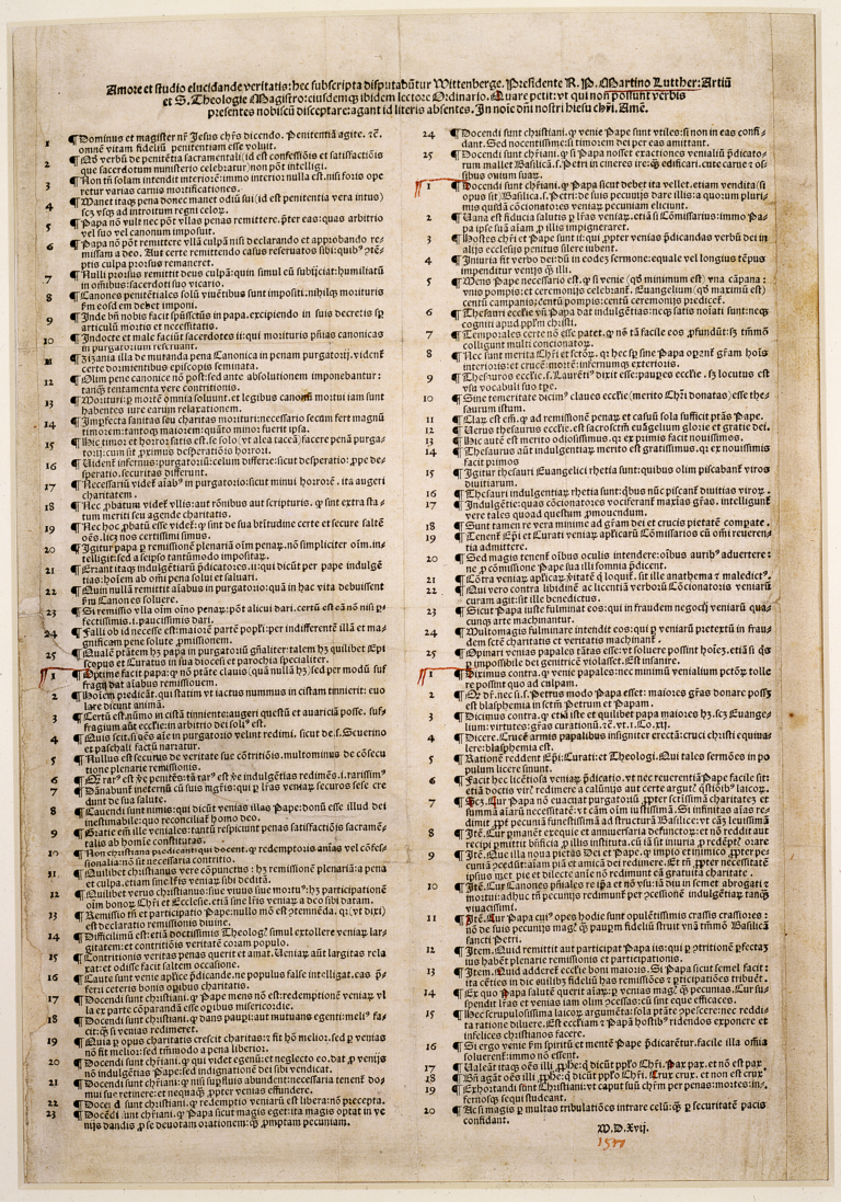 Opening words of Luther's Ninety-Five Theses
