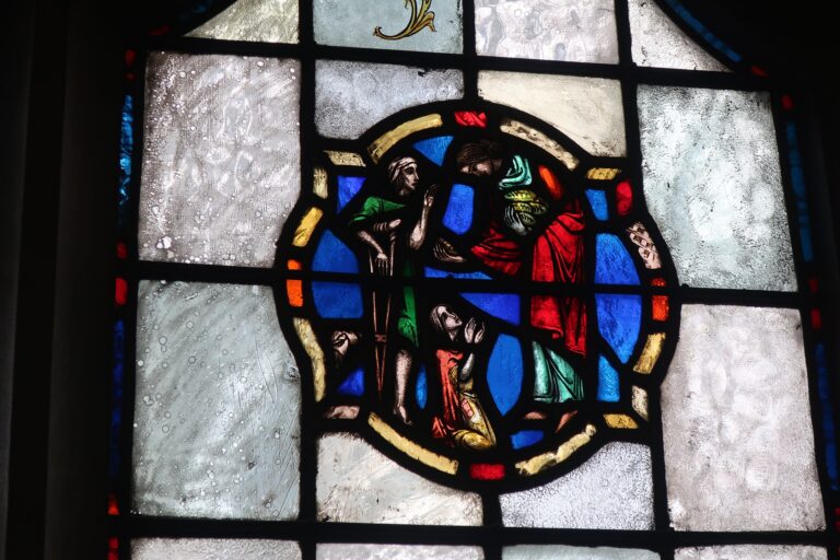 Stained-glass detail in a UU church
