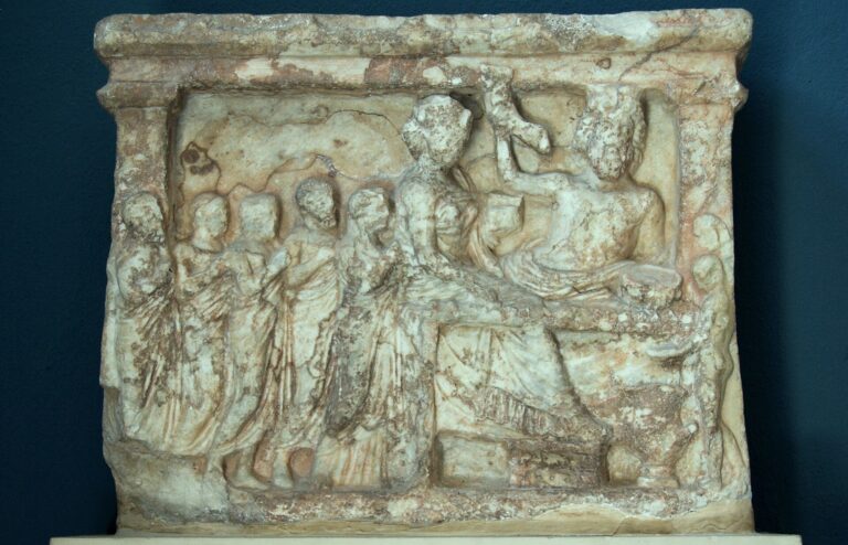 Marble relief, Persephone, Hades (Pluto), 4th century BC, AM Eleusis